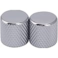 Musiclily Pro Metric 6mm Steel Flat Top Tele Dome Knobs Guitar Volume Tone Barrel Knobs for Import Fender Telecaster Electric Guitar and Precision P-Bass, Chrome (Set of 2)