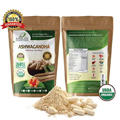 Ashwagandha Root Powder 60 Capsules Boost Running Swimming Triatha Endurance Energy 100% Raw Organic Herbal Supplement Superfood Immune System Smoothies & Shakes Vegan & Vegetarian
