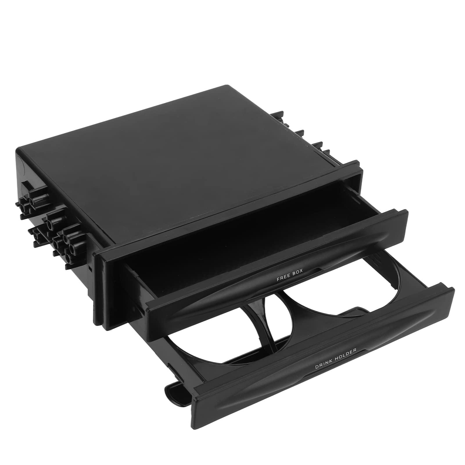 Photo 1 of Single Din Radio Pocket, 2 in 1 Car Radio Storage Box Multi Purpose ABS Universal 1DIN 2 Layer Black Cup Holder