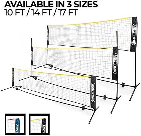 Boulder Portable Badminton Net Set - Net for Tennis, Soccer Tennis, Pickleball, Kids Volleyball - Easy Setup Nylon Sports Net with Poles - for Indoor or Outdoor Court, Beach, Driveway