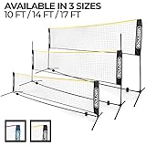 Boulder Portable Badminton Net Set - for Tennis, Soccer Tennis, Pickleball, Kids Volleyball - Easy Setup Nylon Sports Net with Poles (Black/Yellow, 17 FT)