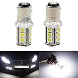 AMAZENAR 2-Pack 1157 BAY15D 7528 2057 2357 Extremely Bright 300Lum White 6500K LED Light,Non-Polarity 10-30V-DC 5050 18 SMD Replacement Bulb For Brake Light Tail Lamps Back Up Reverse Lights