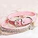 Leegoal Sparkly Crystal Heart Shape Pendant PU Leather Pet Collar for Dogs Cats (Pink,M Size)