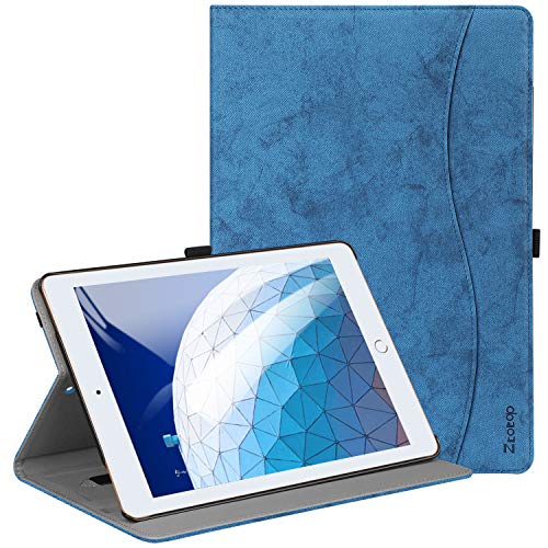 Ztotop Case for iPad Air 10.5" (3rd Gen) 2019/iPad Pro 10.5" 2017, Premium Leather Business Slim Multi-Angle Viewing Stand Folio Cover with Auto Wake/Sleep Protective Smart Case, Blue Pattern