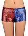 HDE Women's Red and Blue Metallic Sequin Booty Shorts for Harley Misfit Halloween Costume