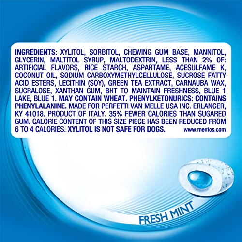 MENTOS PURE FRESH HOLIDAY SUGAR-FREE CHEWING GUM WITH XYLITOL, FRESH MINT, HOLIDAY CHRISTMAS STOCKING STUFFERS FOR ADULTS & KIDS, 120 PIECE BULK RESEALABLE BAG (PACK OF 1)