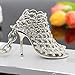 Jzcky Shzrp Fashion Lady's High Heels Keychain, Creative Refinement Hollow Shoes Lady Gift (Silver)