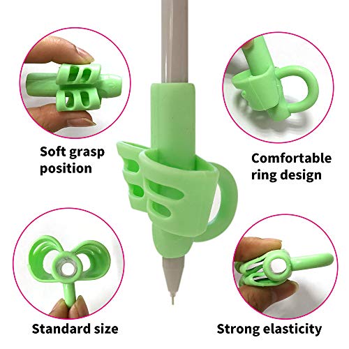 Pencil Grips（New), KOABBIT Children Pen Writing Aid Grip Set Posture Correction Tool for Kids Preschoolers Children,Hollow Ventilation Colorful (3 Pack) - Thumbnail 2