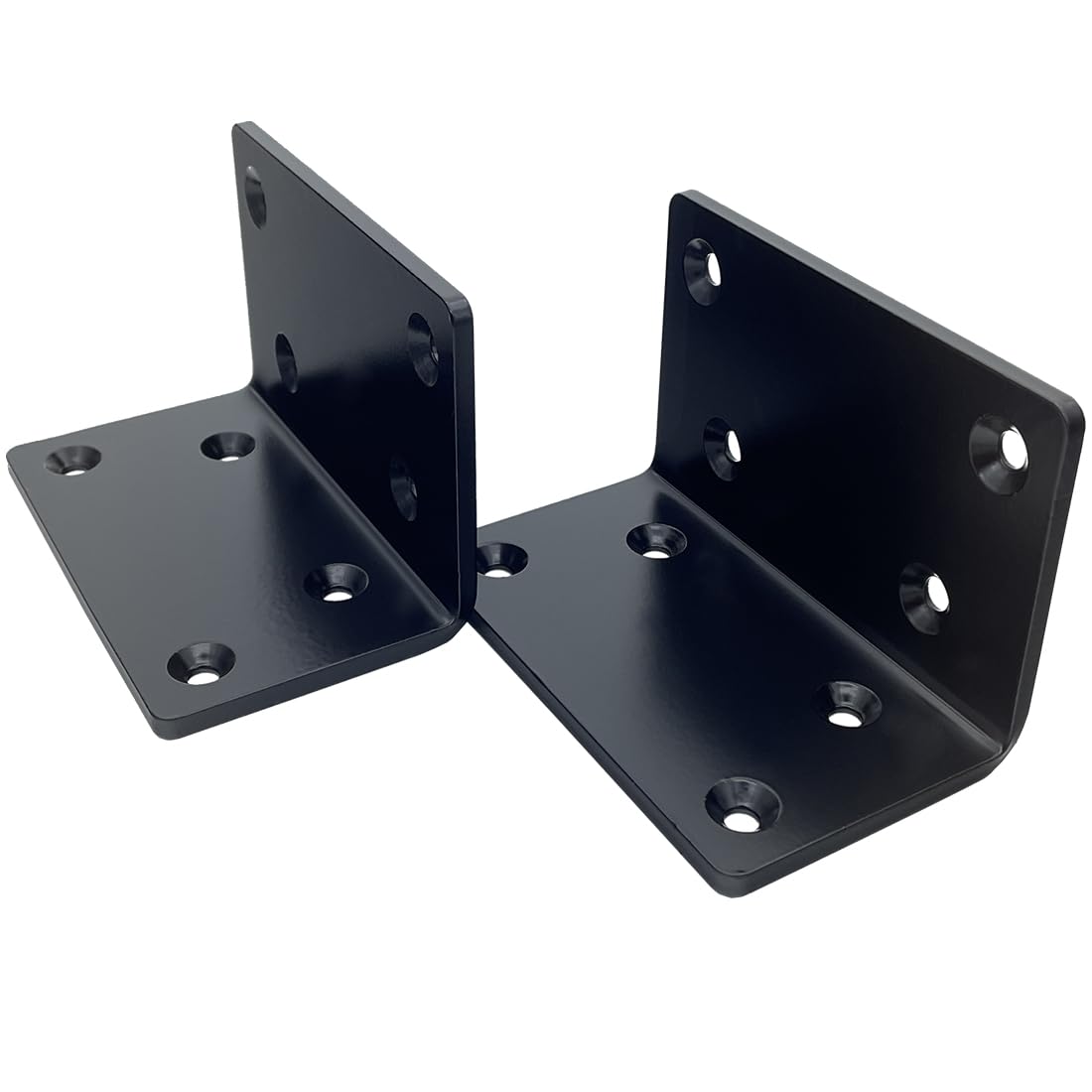 View 1 of 2 Pcs 5" Black Heavy Duty L Right Angle Steel Brackets,90 Degree Metal Corner Countertop Bracket,Countersunk Design Max Load 230LB for Timber Wood Furniture Shelves Support.Thickness 5mm
