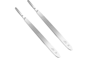 JINGHANGER 2pcs Scalpel Handle # 3, Stainless Steel Scalpel Knife Handle, Lightweight and Durable, Fits Surgical Blades No. 10, 11, 12, 15 for Laboratory Hospital Home Use (#3)