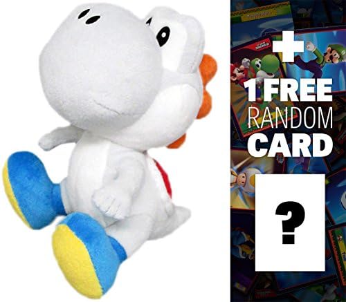 White Yoshi: ~6" Super Mario Bros Mini-Plush + 1 FREE Official Super Mario Bros Fun Card Bundle