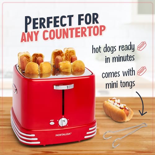 Nostalgia 4 Slot Hot Dog And Bun Toaster With Mini Tongs, Hot Dog