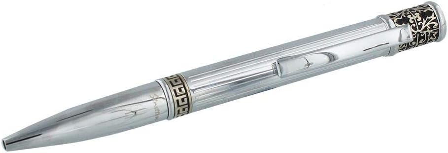 Stratton Ballpoint Pen - Silver with black Scroll Effect