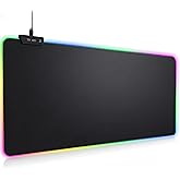 THONIV - RGB Mouse Pad 35.4×15.7 Inches – Extended LED Mouse Pad with 14 Lighting Modes, Gaming Desk Mat, PC Gaming Accessories, Large Keyboard Pad with Non-Slip Rubber Base.