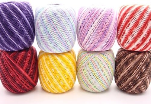 Free Ship Lot 8 Balls Variegated Size 10 Crochet Cotton Threads Yarn Knitting. 100% Mercerized. Set 2