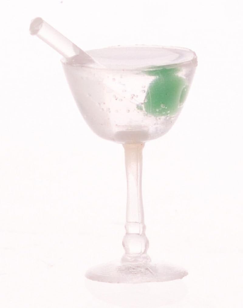 Farrow Industries Dollhouse Miniature Martini in a Martini Glass with a Speared Olive