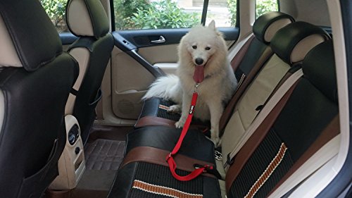 Hapito Pet Cat Dog Seat Belt, Adjustable (22 to 37 Inch) Genuine Nylon Safety Belt, Car Vehicle Seatbelt Harness Leash for Dogs Cats (Red) - Thumbnail 6