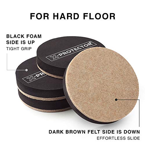XProtector Felt Furniture Sliders Hardwood Floors 8 PCS 3 1/2 Inch Furniture Slider Heavy