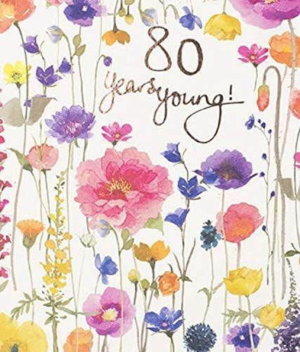 Delphine Stunning Artistic Female Birthday Card (PL-ODH005), 80th Birthday Wild Meadow Flowers with an Elegant Foil Finish