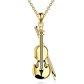YFN Violin Necklace Sterling Silver Violin Pendant Necklace Music Instrument Jewelry for Women Gifts for Violinists
