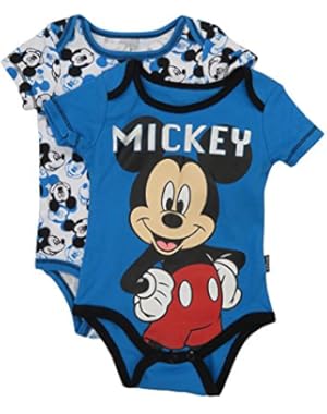 Mickey Mouse BLUE Baby 2 Pack Bodysuit Set 0-9 Months