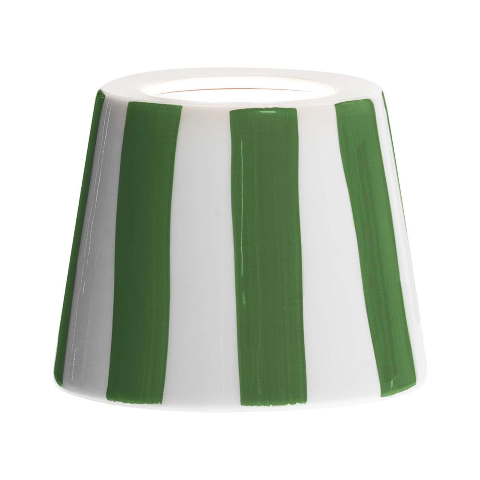 Zafferano, Poldina Cover, Hand Decorated Ceramic Cover for Table Lamp, Cover Compatible with Poldina Lamps, Made in Italy, Ø13 x 10 cm, Colour White - Green Stripes — image 1