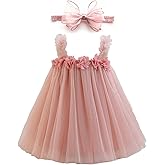 Baby Girls Birthday Tutu Dress Flower Girl Dresses for Toddler Sleeveless Tulle Outfits with Ruffled Strap