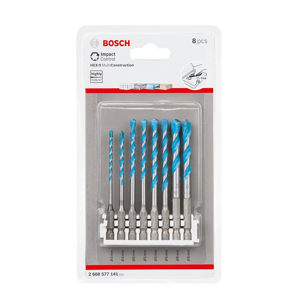 Bosch Professional 8-Piece Impact Control Multi-Purpose Drill Bit Set (Pick and Click, HEX-9, Accessories for Impact Drivers), Colour