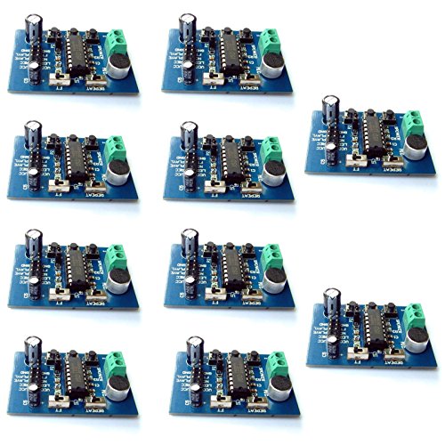 Optimus Electric 10pcs ISD1820 Voice Recorder and Playback Module with Microphone and 10s Recording Time from