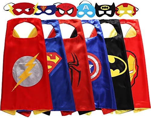 Supermami Superhero Dress Up Costumes 6 Satin Capes with Felt Masks