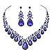 Youfir Bridal Rhinestone Crystal V-Shaped Teardrop Wedding Necklace and Earring Jewelry Sets for Brides Formal Dress