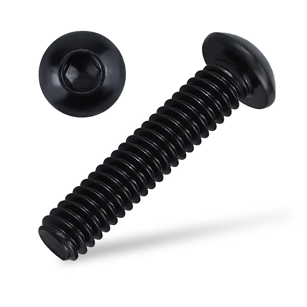 Photo 1 of #10-32 x 1-1/2" Button Head Socket Cap Bolts Screws, 304 Stainless Steel 18-8, Allen Hex Drive, Black Oxide Coated Finish, Fully Machine Thread, 50 PCS