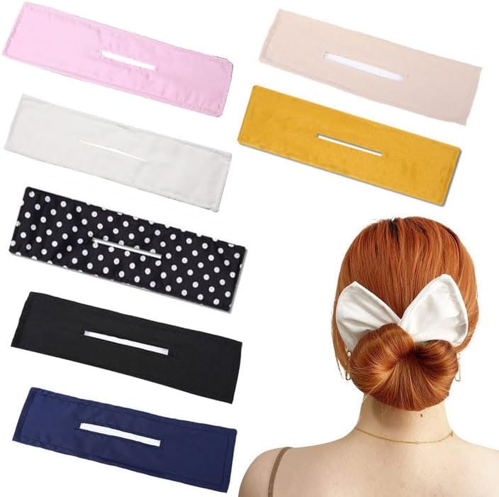 NITAIUN 7 Pieces Deft Bun Hair Bands Hair Clip Multicolor Satin Twist