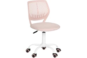 Homy Casa Armless Home Office Desk Chair, Colorful Task Chair with Soft Mesh Padded Cushion, Height Adjustable Swivel Study Computer Chair for for Girls Boys Teens (Pink, 1PC)