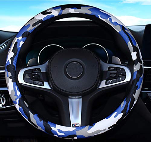 ISTN Men's 2018 New Camo 15 Inches Cool Steering Wheel Cover Blue