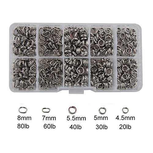 Shaddock Fishing ® 150pack/box Double Split Rings High Strength Heavy Duty Stainless Steel Fishing Split Ring Kit Fishing Lures Tackle Set-20lb to 80lb Test