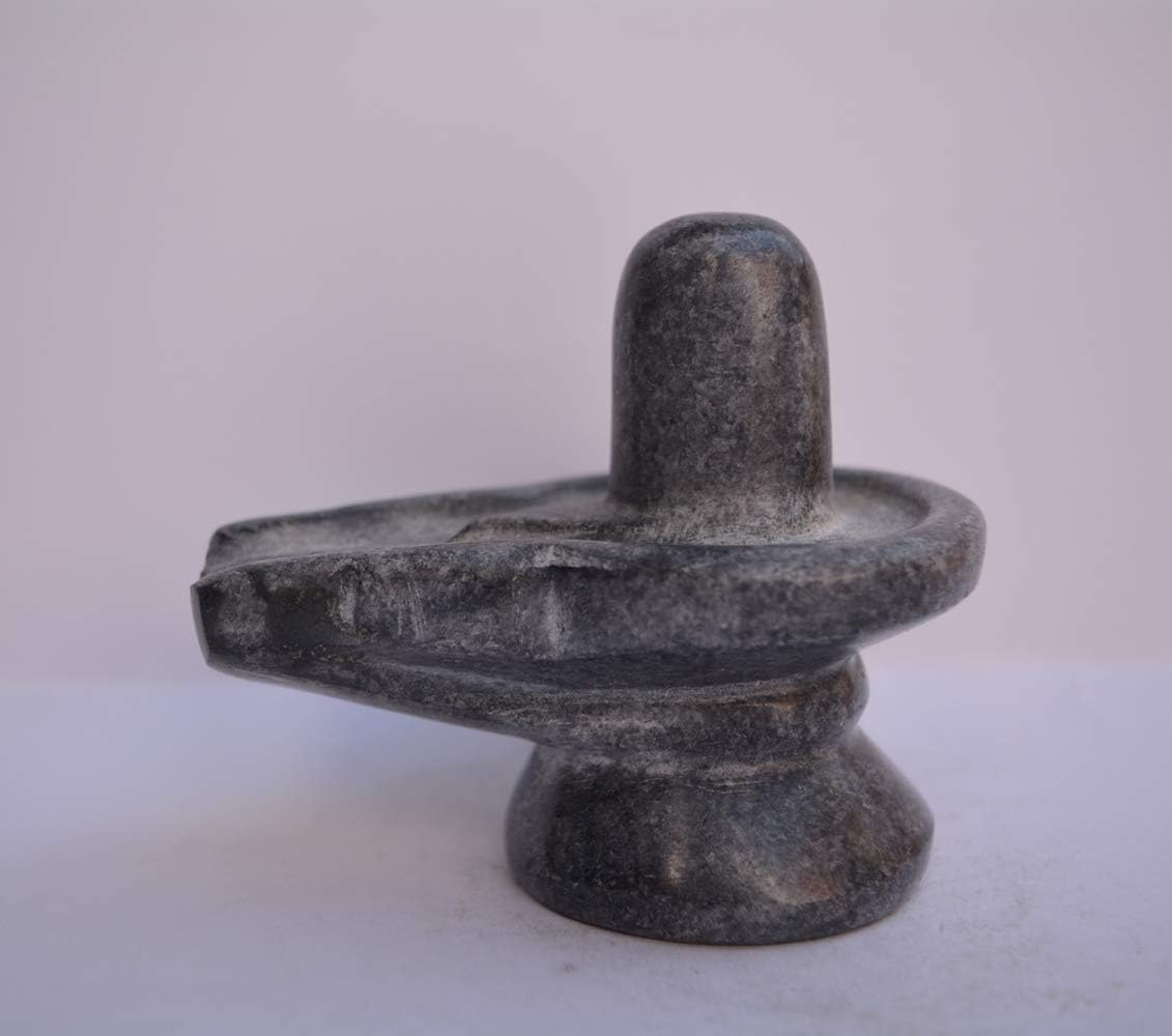 craftslook Pure Marble Shivling Hindu God Shiva Lingam Shiv Ling Idol Murti Statue Adiyogi for Puja - Hinduism Worship Idol Art Jalari Jaldhara (Black Marble, 4