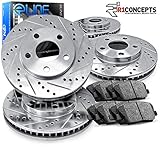 [COMPLETE KIT] eLine Drilled Slotted Brake Rotors Kit & Ceramic Pads CEC.6306602