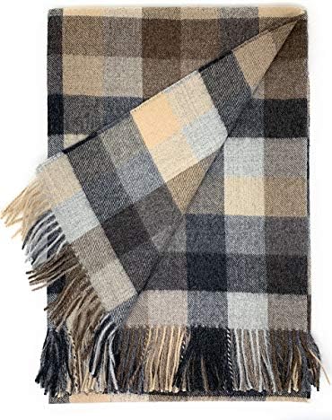 Alpaca Home キャビンチェックアルパカスローブランケット 100 ベビーアルパカウール 長さ6 6フィート X 幅4 25フィート 低刺激性 ソフトで快適 78 75 Inches X 51 Inches Including Fringe Silverandstones Eu