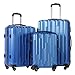 Coolife® 3 Piece Luggage Suitcase Hardside Spinner set with TSA 20 inch 24 inch 28 inch Carried on Trunk(blue)
