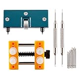 Adjustable Back Case Opener and Watch Holder for Waterproof Watches, Teenitor Watch Adjustable Opener Back Case Remover Repair Tool, 2 Pcs Watch Spring Bar Tool & 8 Extra Watch Pins, 12 pcs