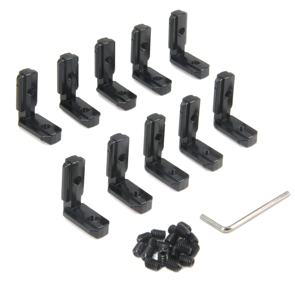 Befenybay 10PCS Black T Slot L-Shape 90 Degree Interior Inside Corner Connector Joint Bracket with Screws for 8mm T Slot Aluminum Extrusion Profile 3030 Series Slot โ image 1