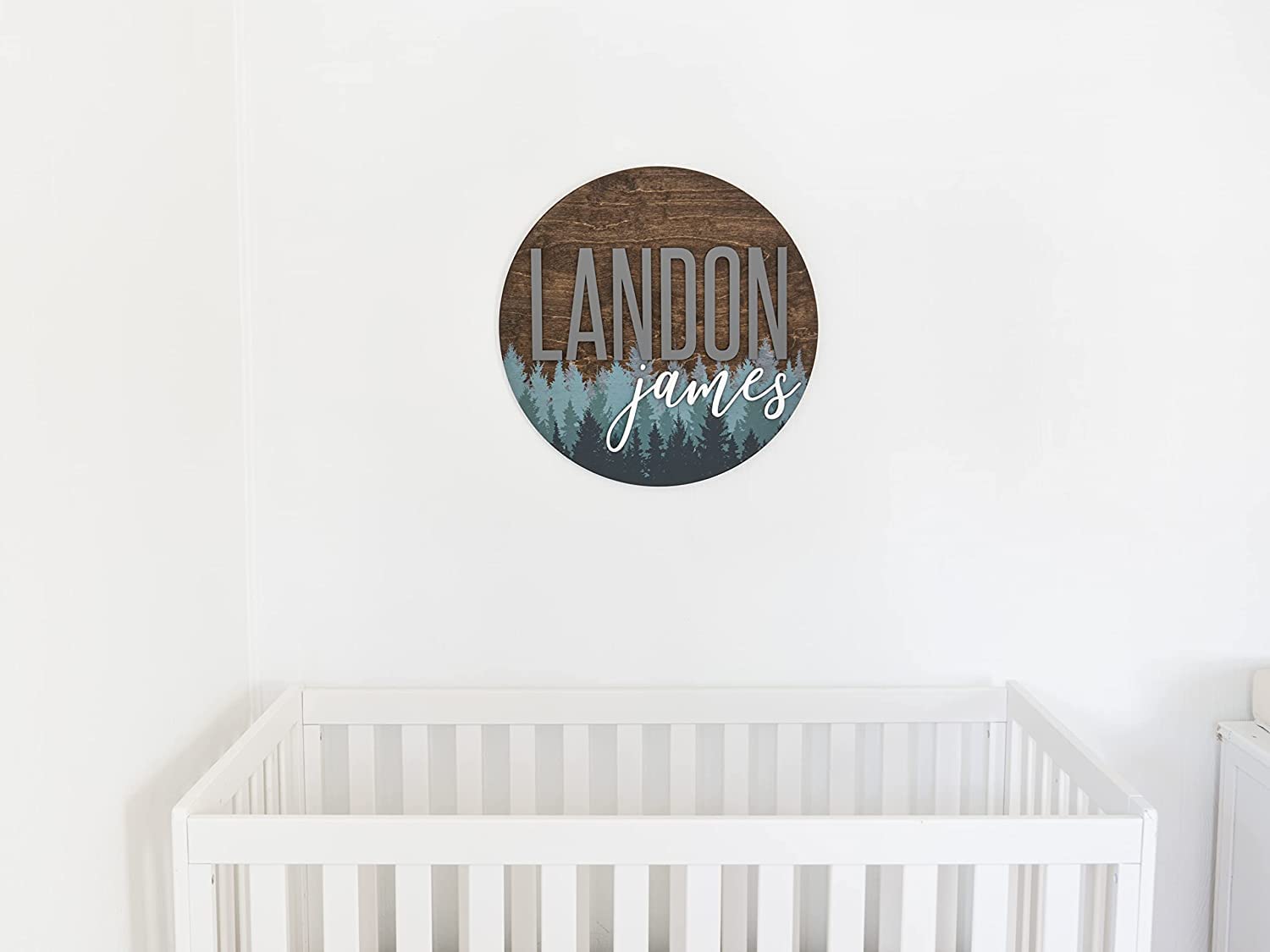 Pine Tree Nursery Name Sign, Personalized Wooden Wall Plaque, 18