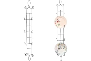 HOHIYA 42 Inch Wall Plate Display Rack 2 Pack Heavy Duty Metal Vertical Plate Hanger 4-Tier Plate Holder for 6.5–8.5 Inch Dec