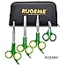 Rugeme Professional 4 Piece Dog Grooming Scissors Set - Includes; 1 Large Scissor with Smooth Blades, 1 Small Scissor with Micro-serrated Blades, 1 28-Tooth Thinning Shears, & 1 Nail Clipper