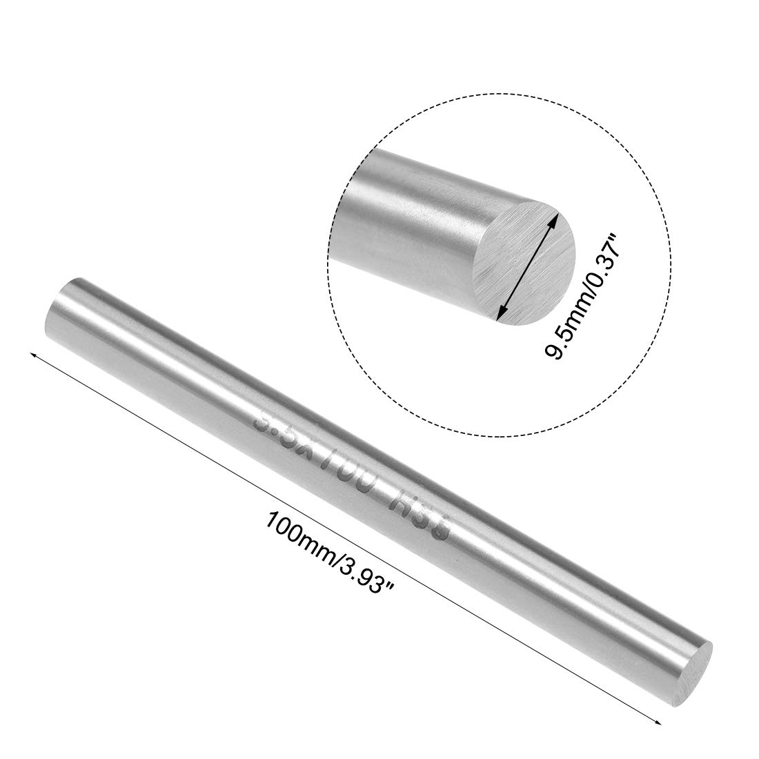 sourcing map Round Steel Rod, 9.5mm HSS Lathe Bar Stock Tool 100mm Long - Image 3
