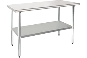 HARDURA Stainless Steel Table 24X48 Inches with Undershelf and Galvanized Legs NSF Heavy Duty Commercial Prep Work Table for 