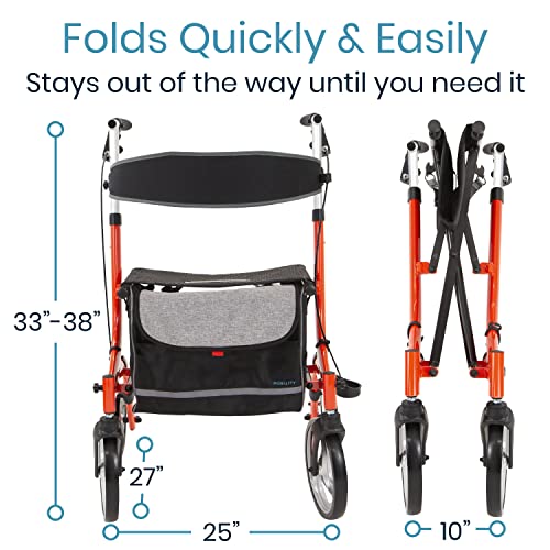 Vive Mobility Rollator Walker with Seat Senior Easy Drive Folding
