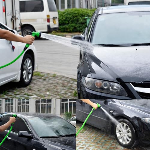 Mangueira Expansível Até 30 Metros Flexível Retrátil com Esguicho para Jardim Quintal Lavagem Carro Casa Leve Compacta Fácil de Guardar Alta Pressão Uso Doméstico (VERDE, 30M)