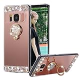 Galaxy S8 Case,Glitter Cute Mirror Back Phone Case Girls with Kickstand,Ring Stand Sparkly Luxury Fashion Bling Sparkle Diamond Glitter Girly TPU Bumper Case For Samsung Galaxy S8. (Rose-Pink)